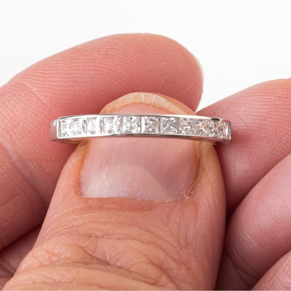 Minimalist luxury simulated diamond 1 CTW 14KT white gold band ring Absolute 8 - Picture 3 of 16